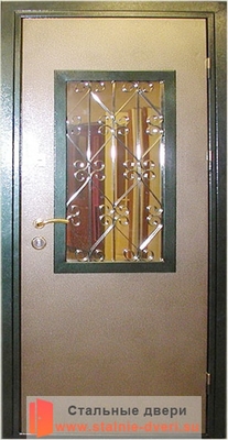 Дверь с ковкой и стеклом KS-032