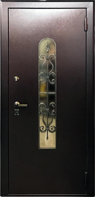 Дверь с ковкой и стеклом KS-016