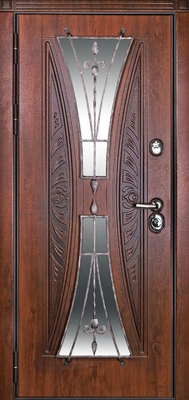 Дверь с ковкой и стеклом KS-021