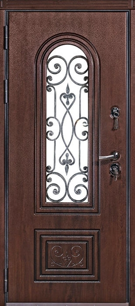 Дверь с ковкой и стеклом KS-022