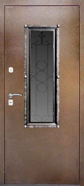 Дверь с ковкой и стеклом KS-048