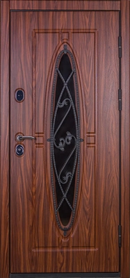 Дверь с ковкой и стеклом KS-049