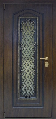 Дверь с ковкой и стеклом KS-056