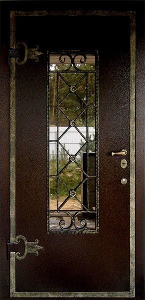 Дверь с ковкой и стеклом KS-036