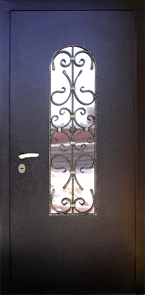 Дверь с ковкой и стеклом KS-037