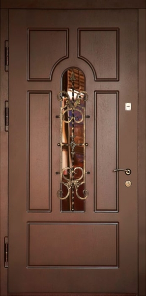 Дверь с ковкой и стеклом KS-064